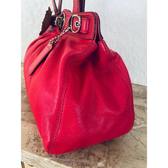 COACH Mia/garnet pink Pleated Leather Carryall Shoulder Bag 13914 - Picture 7 of 9